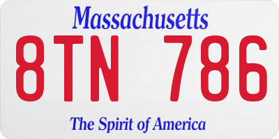 MA license plate 8TN786