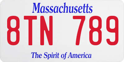 MA license plate 8TN789