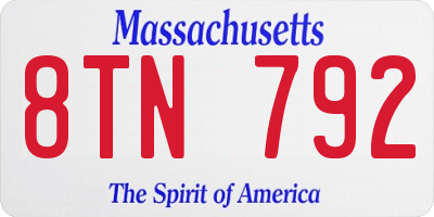 MA license plate 8TN792