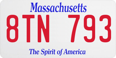 MA license plate 8TN793
