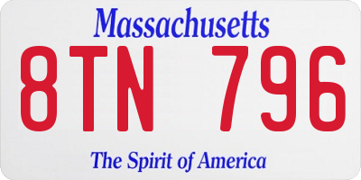 MA license plate 8TN796