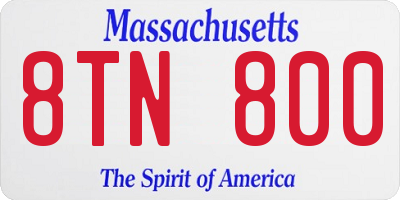MA license plate 8TN800