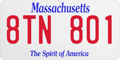 MA license plate 8TN801