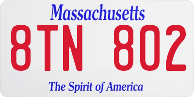 MA license plate 8TN802