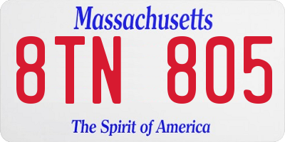 MA license plate 8TN805