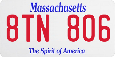 MA license plate 8TN806