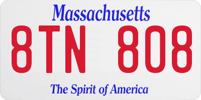 MA license plate 8TN808