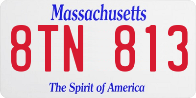 MA license plate 8TN813