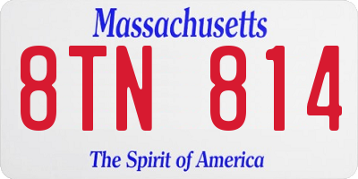 MA license plate 8TN814