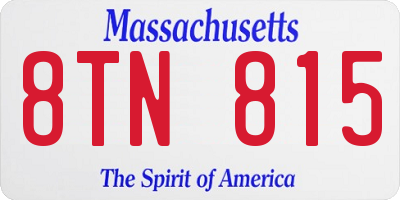 MA license plate 8TN815