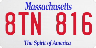 MA license plate 8TN816