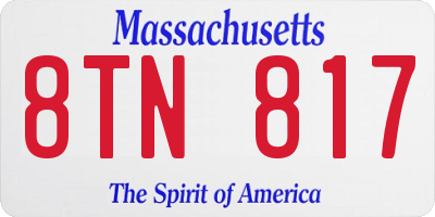 MA license plate 8TN817