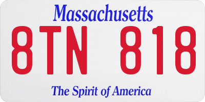 MA license plate 8TN818