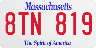 MA license plate 8TN819