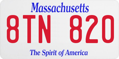 MA license plate 8TN820
