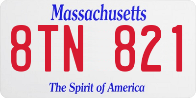 MA license plate 8TN821