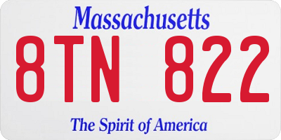 MA license plate 8TN822