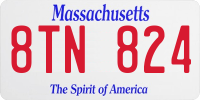MA license plate 8TN824