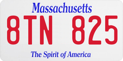 MA license plate 8TN825