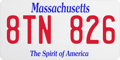 MA license plate 8TN826