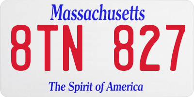 MA license plate 8TN827