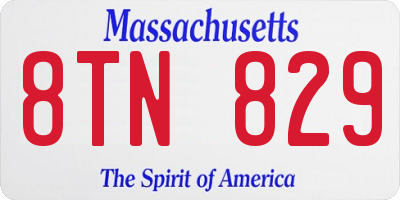 MA license plate 8TN829