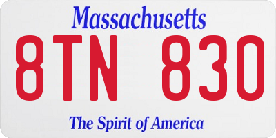 MA license plate 8TN830