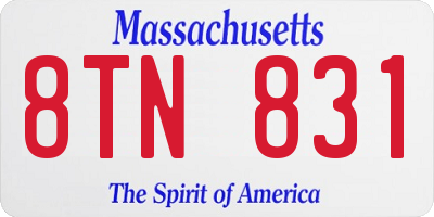 MA license plate 8TN831