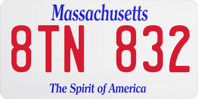 MA license plate 8TN832
