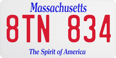 MA license plate 8TN834