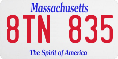MA license plate 8TN835