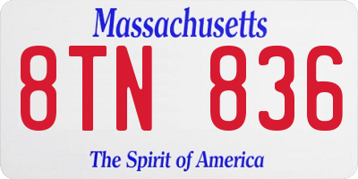 MA license plate 8TN836