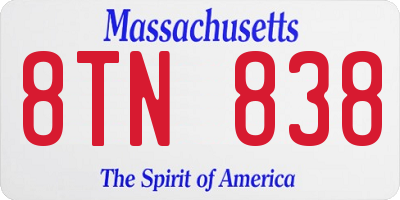 MA license plate 8TN838