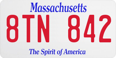 MA license plate 8TN842