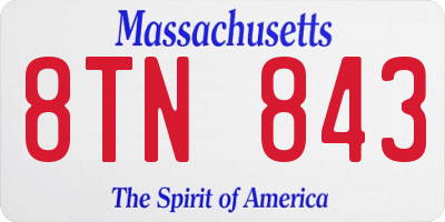 MA license plate 8TN843