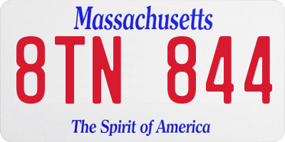 MA license plate 8TN844