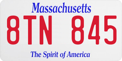 MA license plate 8TN845
