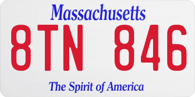 MA license plate 8TN846