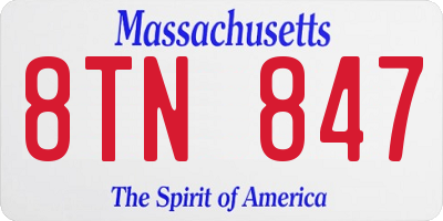 MA license plate 8TN847