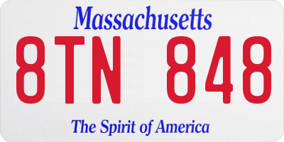 MA license plate 8TN848