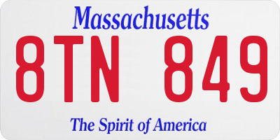 MA license plate 8TN849