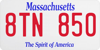 MA license plate 8TN850