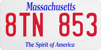 MA license plate 8TN853