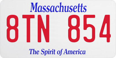 MA license plate 8TN854