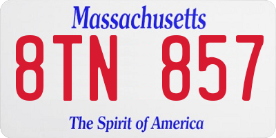 MA license plate 8TN857