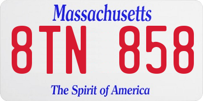 MA license plate 8TN858