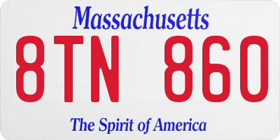 MA license plate 8TN860