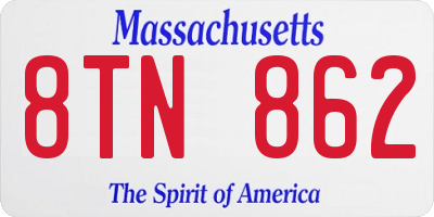 MA license plate 8TN862