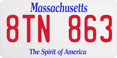 MA license plate 8TN863
