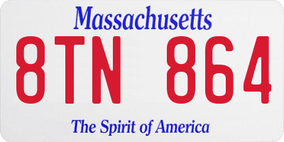 MA license plate 8TN864